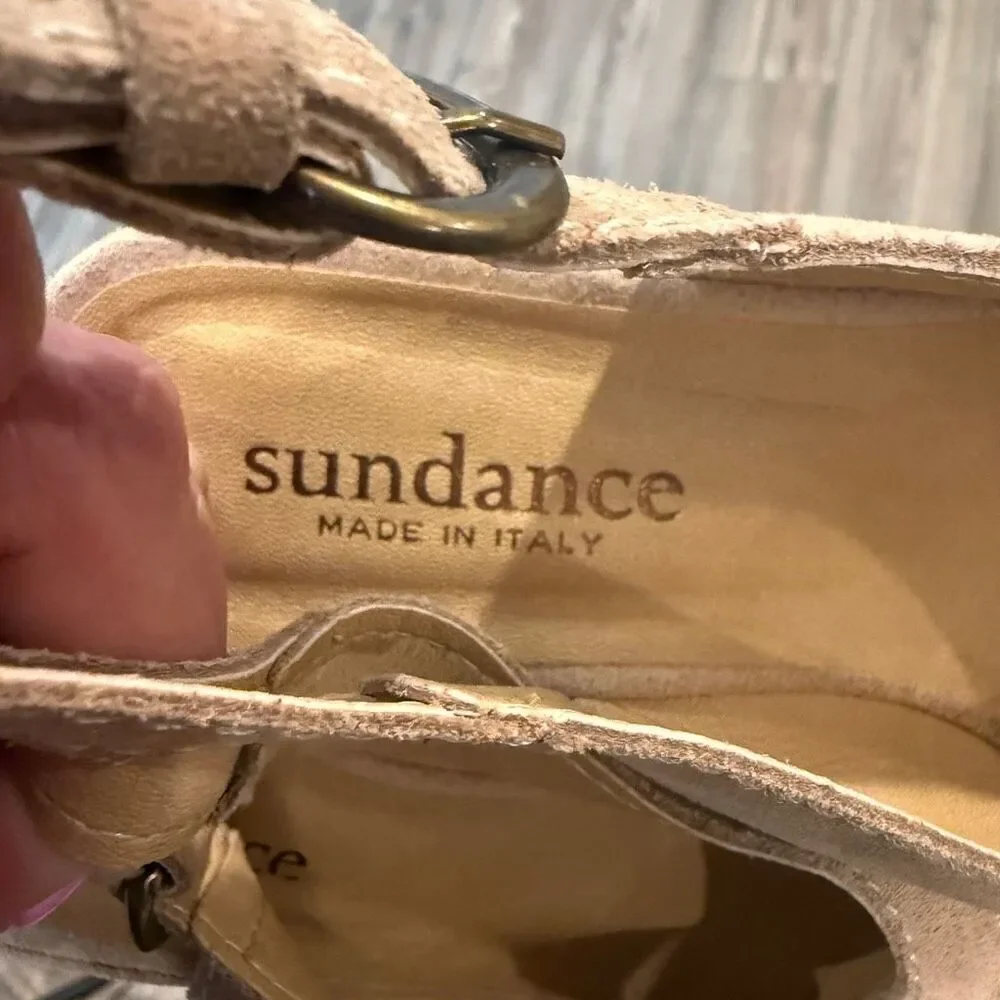 Sundance Suede Nude Sandals 38/8 Platform